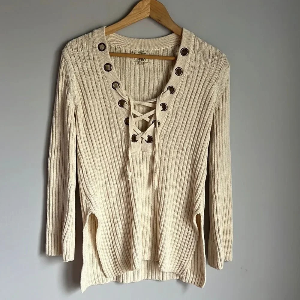 Torn by Ronny Kobo Cream Lace Sweater